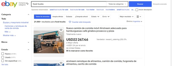 ebay trailas comida